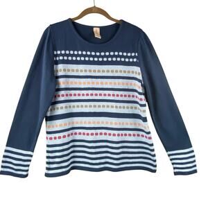 Skovhuus Striped Cotton Sweater Size M Blue Denmark
